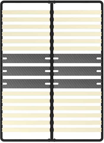 DEWINNER - Sommier 140x200 cm | 2x15 Lattes Peuplier Naturel | Système Réglable T Central | Ergonomique | Design Minimaliste Noir | Installation Express (1 Pied)