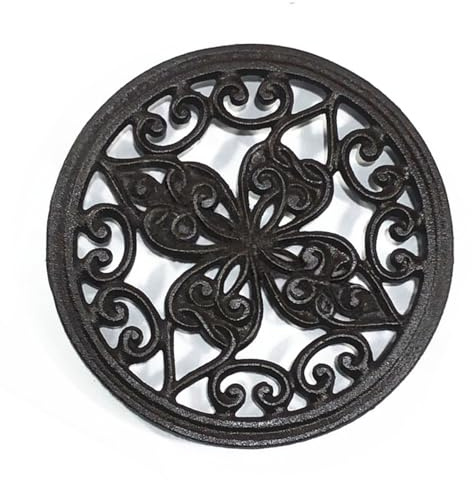 FANSHINUO Salvamanteles de hierro fundido para platos calientes y ollas, con patrón de flores, para decoración de mesa de comedor y cocina