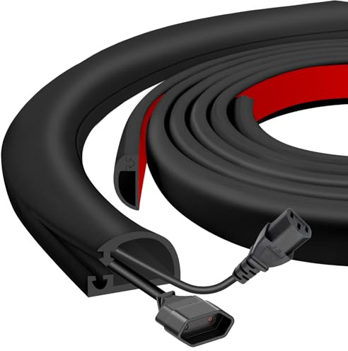 Silikon Kabelkanal Selbstklebend 3m Kabelleiste Boden Seitlich offen für Einfachen Zugang Kabelkanal Flexibel für Wände und Böden, Flexibel & Geruchlos, 7x14mm