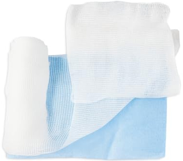 LOT DE 3 Pansements compressifs d’urgence CHUT First Aid AVEC un tampon intégré 10 x 10 cm, sur bande 4m x 10cm stérile conçu pour le traitement des plaies modérées à fortement exsudatives