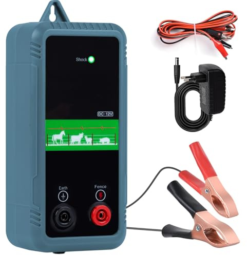 8KM Clôture électrique, Clôture électrique pour bétail, Électrificateur de clôture électrique, Haute Puissance,12V 1.0J Protection pour la protection des animaux de ferme, de la volaille, des pâ