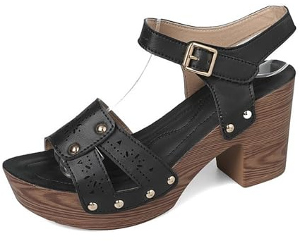 Sandalias de tacón alto con plataforma sexy para mujer, sandalias de tacón grueso a la moda con puntera abierta, zapatos formales para mujer, correa ajustable al tobillo, botines con cordones, Negro