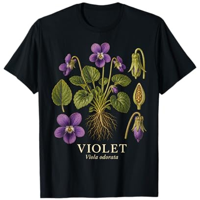 Violet Viola Odorata Purple Flower Botanical Plant Study T-Shirt