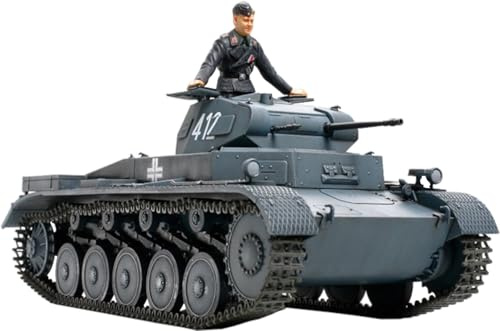 TAMIYA 300035292 300035292-1:35 WWII tysk pansarvagn II version A/B/C (1), naturtrogen kopia, plastbyggsats, pyssel, modellbyggsats, montering, omålade, blå, svart