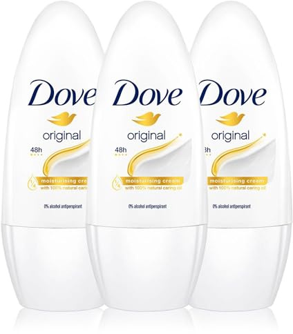 Dove Aluminum-Free Deodorant for Women, Original Clean Roll-On 12-Pack – ¼ Moisturizing Cream Formula with 24H Odor Protection, 1.7 Fl Oz Ea