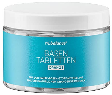 tri.balance Basentabletten Orange 225 Tabletten - 1er Pack I Pro I - Mit Zink zur Entsäuerung I Für den Säure-Basen-Stoffwechsel I vegan