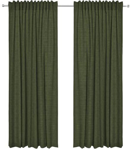 Rollmayer 2er Pack Vorhänge mit Tunnelband. Gardinen für Schlafzimmer, Kinderzimmer, Wohnzimmer, Hotelvorhänge, Hochwertige Vorhänge zu attraktiven Preisen(Melange Grün 333, 140x240 cm - BxH)