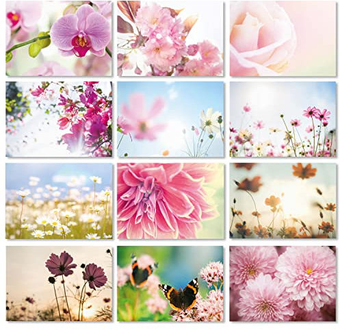 #detailverliebt 24 Postkarten Blumen - Grußkarten neutral ohne Text - DIN A6 Karten Glückwusch I dv314