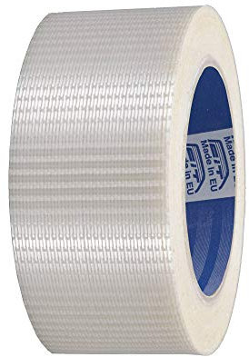 ACIT, Cinta adhesiva reforzada tejida transparente, rollo de 50 mm x 50 metros, con hilos entrelazados resistentes a la tracción