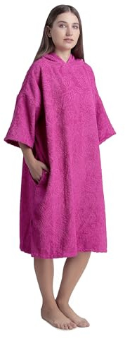 ALLEN & MATE Asciugamano con cappuccio Poncho per adulti Accappatoio in spugna di cotone per spiaggia, nuoto, surf, bagno, sport acquatici, attività indoor e outdoor (L-XL, Stella marina rosa)
