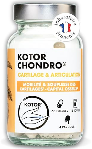 KOTOR CHONDRO | Régénère les Cartilages | Glucosamine + Chondroïtine Marine + Ortie + Manganèse + Vitamine C | Mobilité & Souplesse | 60 Gélules | Fabriqué en France
