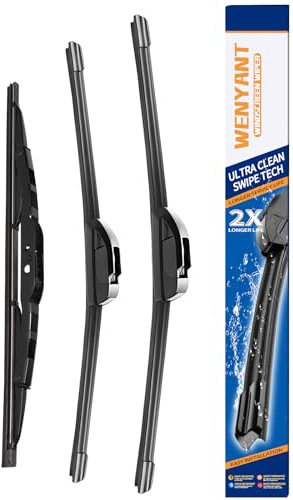 Wenyant 26/20/16 Windshield Wipers Compatible with Chrysler Town Country 2008-2016 Grand Caravan 2008-2019 Front and Rear Wiper Blades for My Car Original Equipment Automotive Replacement(Set of 3)