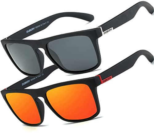 HGDGears Occhiali da sole polarizzati per uomini donne guida ciclismo pesca retrò occhiali da sole protezione UV（Rosso+Nero ）