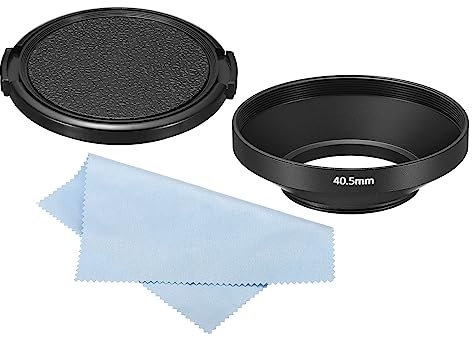 PATIKIL 40,5mm Lente Parasol, Gran Ángulo Mate Superficie Anti-Reflectante Interior Parasol con Tapa y Limpieza Paño para Cámara Objetivo, Negro