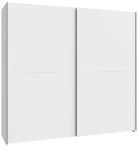 FORTE Möbel Schach und Matt Kleiderschrank 200, Schwebetürenschrank mit 2 Türen und Einlegeböden, Holzwerkstoff, Weiß mit Schachbretuster, 200,1 cm breit, 190,5 cm hoch, 61,2 cm tief