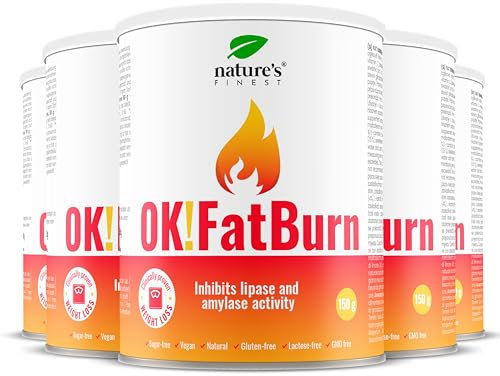 Nature's Finest by Nutrisslim OK!FatBurn mit ID-alG™ & L-Carnitin - Effektiver Kohlenhydratblocker & Fettverbrenner für Gewichtsmanagement - Mit L-Tyrosin & Vitamin C - 750 g fur 75 tage - Vegan