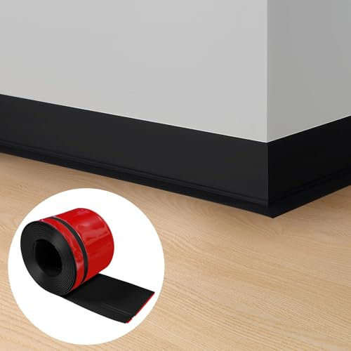 Weichsockelleiste Selbstklebend,20x60mm x 10m Sockelleiste Selbstklebend für Küche und Badezimmer, Weich Sockelleiste Selbstklebende Abschlussleiste aus PVC, Flexible Knickleiste fußleisten - Schwarz