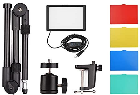 Kit de Luz de Vídeo LED, Luces de Estudio, 5 Filtros de Color para Iluminación de Fotografía, Kit de Iluminación de Fotografía Regulable de 3200-5600 K con Soporte de Luz, Luces