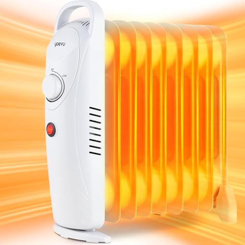 YOEVU - Mini radiador de aceite 1000W con 9 Elementos, Protección Contra Sobrecalentamiento, Diseño Compacto y Portátil, Alta Eficiencia Energética, Calefacción Segura y Duradera