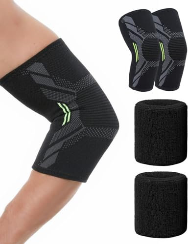 MYGLOAR Set di 4 bendaggi per Gomito da Uomo e da Donna, bendaggi da Polso, bendaggi per Gomito da tennista, Braccio da Golfista, bendaggi per Gomito per Sollevamento Pesi e Altri Sport