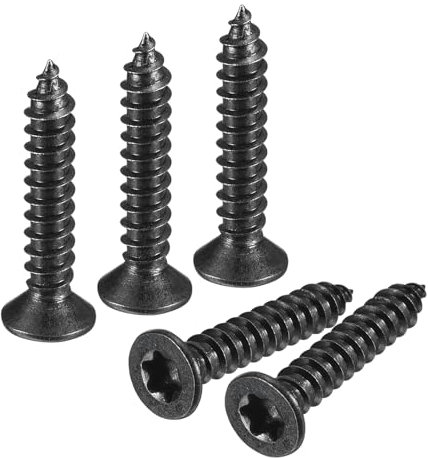 sourcing map Tornillos de cabeza plana Torx/Star para madera #8 x 7/8 pulgadas, 50 piezas de acero inoxidable 304, rosca completa, revestimiento negro, tornillos autorroscantes para broca T20 para