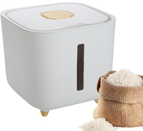Fmzrbnih Risdispenser - 10 kg kattmatdispenser, torkad spannmålsmjöl | lufttät risbehållare för transparent fönster, 'or