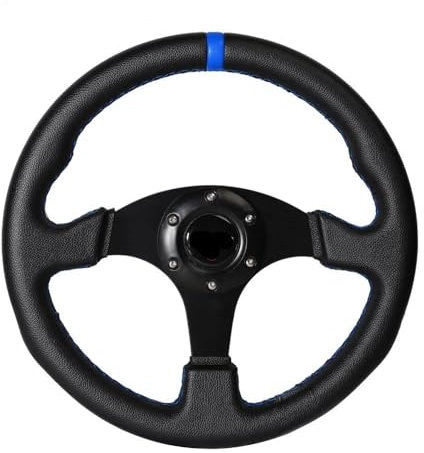 Volante Sportivo,Volante da Corsa Universale Volante piatto da 330 mm e 13 pollici in alluminio PVC for giochi di corse di simulazione(Blue)