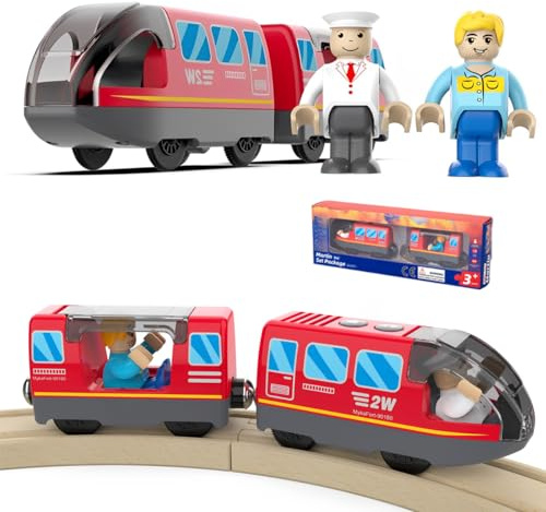 Cylora Tren Eléctrico de Juguete Niños, Tren de Locomotora de acción con Pilas, Conexión magnética, Coche de Juguetes Cumpleaños para niños pequeños, Compatible con Thomas, Brio, Rojo