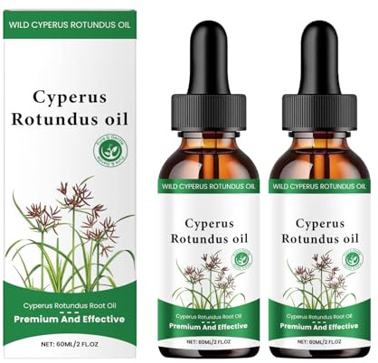 Cyperus Rotundus Oil for Hair Removal - Organic Body Hair Growth Inhibitor Serum for Women & Men, Reduces Unwanted Facial & Body Hair, Soothes Skin, Slows Regrowth, for All Skin Types - 2 fl oz (2)