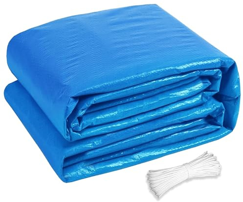 Lona Protectora Multiusos 260 x 800 cm Resistente a Las Heladas Toldo Reforzado PE Lavable Cubre Muebles Jardín, Barbacoa, Leña, Aísla Humedad Suelo, Camping, Azul