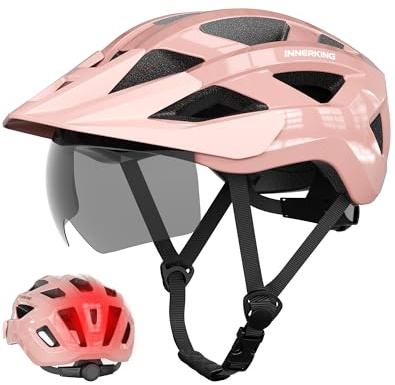 InnerKing Adult Bike Helmet Rear Light & OTG Magnetic Goggles for Men Women