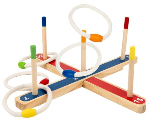Träring kastspel – utomhus inomhus ring kombo set | bakgård kastspel för barn vuxna i åldrarna 3+, bärbar rolig gräsmatta uteplats spel set för familjefest aktivitet