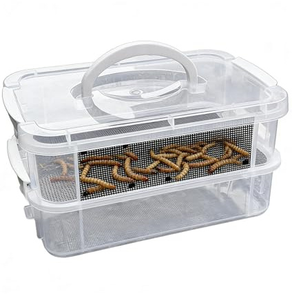 Ventilerad insektsbröd – transparent larvfodral, hållbart fodertorn, produktion av reptilfoder, enkel sorteringsfunktion, hobbyvetenskapsutrustning, rektangulär plastform för R