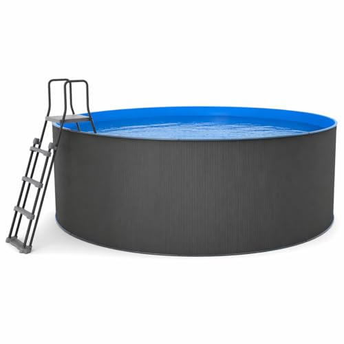 Nix Pool Piscina Desmontable de Acero Antracita para jardín con depuradora y Escalera (460 x 120 cm)