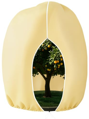 1 Piezas Funda para Plantas, 200x240cm Protector Plantas Invierno, 60g/m² | Transpirable, con Cordón y Cremallera, Funda Protectora para Plantas, para Palmeras, Olivo, Plantas y Arbustos