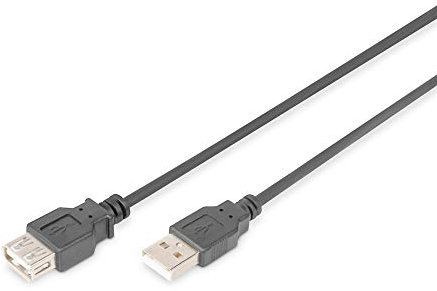 DIGITUS USB 2.0 Verlängerungskabel - 1.8 m - USB A (St) zu USB A (Bu) - 480 Mbit/s - Verbinsungskabel, USB-Kabel - Schwarz