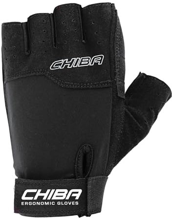 Chiba Power Fitness Handschuhe für Damen & Herren | Elastische & Atmungsaktive Passform | Schutz & Komfort durch anatomische Polsterung | Waschbar & Praktische Quickpull-Ausziehhilfe | Farbe Schwarz