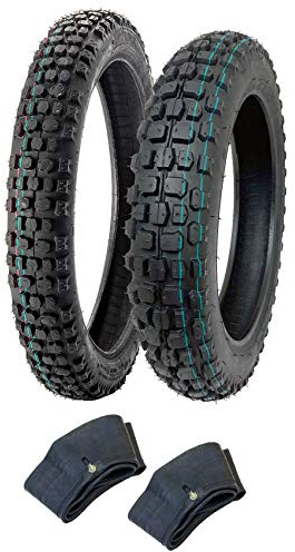 MMG Tire Set Off Road Knobby Front Tire Size 2.50-14 with Inner Tube and Rear Tire Size 3.00-12 with Inner Tube