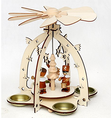 Superbe pyramide en bois pour 4 bougies chauffe-plat - Environ 23 cm Bergmänner