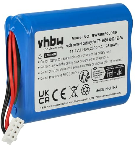 vhbw batteria sostituisce Marshall TF18650-2200-1S3PA per casse, altoparlanti, speaker (2600mAh, 11,1V, Li-Ion)