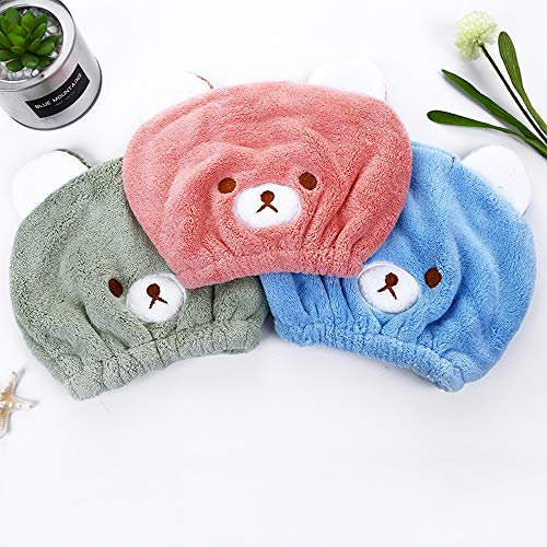 Abcsea 2 Stücke Kinder Turban Haartrockentuch, turban Haartrockner Handtuch, Mikrofaser Kopfhandtuch, schnell trocknendes Haartuch, trockenhaube für haare, trockenhaube für haare, Blau und Grün