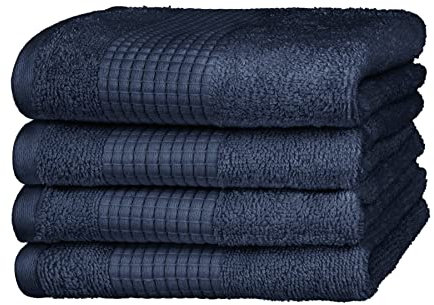 Merana Rome Handtuch Set | saugstark, weich und fusselfrei | Frottier Luxus Qualität | 100% Baumwolle | Oeko-TEX | 590 GSM (Pacific Blue, 4 x Gästetücher (30x50cm))