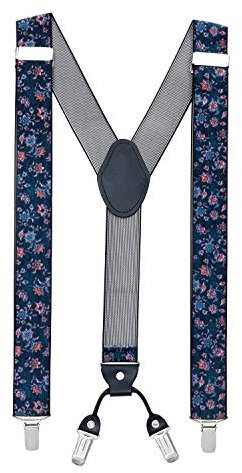 MASADA Bretelles pour hommes Clips robustes 3,5 cm de large jusqu'à 195 cm de hauteur Motif de fleur rétro