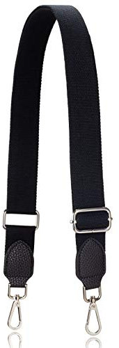 Allzedream - Correas de repuesto para bolso cruzado, bolso ancho de lona y cuero ajustable, Negro, herrajes plateados, M, Moderno