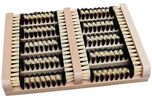 DIVCHI Wooden Outdoor Doormat Boot Scraper - Outside Shoe Scrubber Brush - Cleans Deep Removes All Outdoor Dirt, Snow, Mud and Sand. Construction, Hiking Cleaner
