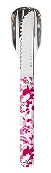 Akinod Gourmet-elegant rakt bestick med magnetisk insats (kniv, gaffel och sked) - magnetiskt rakt bestick 12H34 mod. MIRROR Tie & Dye Rose