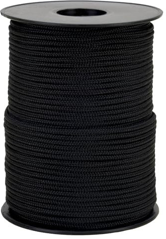 Corde tressée Polypro Noire Ø 3MM Bobine 100M - Cordage extérieure, Corde Bricolage, cordelette DIY, Noir