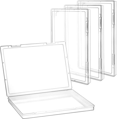 QWORK® A4 Size Portable File Box, Clear Plastic, 4 Pack, Ideal for Documents, Magazines, Scrapbooks, Photos