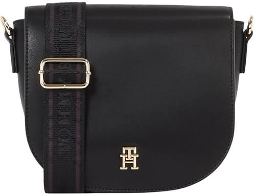 Tommy Hilfiger Damen Crossbody Bag Tasche Logotape Breiter Tragegurt, Schwarz (Black), Einheitsgröße