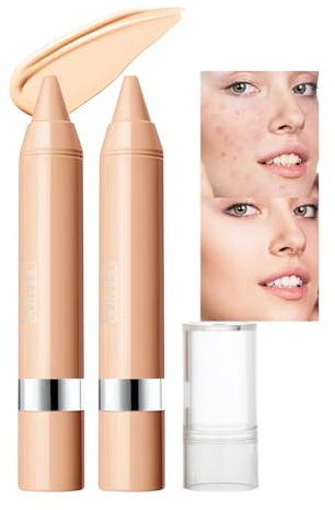 2pcs Light Beige Concealer Crayon Set, Brightening Creamy Sustainable Under Eye circles-Concealer stick Beauty Makeup (Fair/Light Beige, 2pcs)